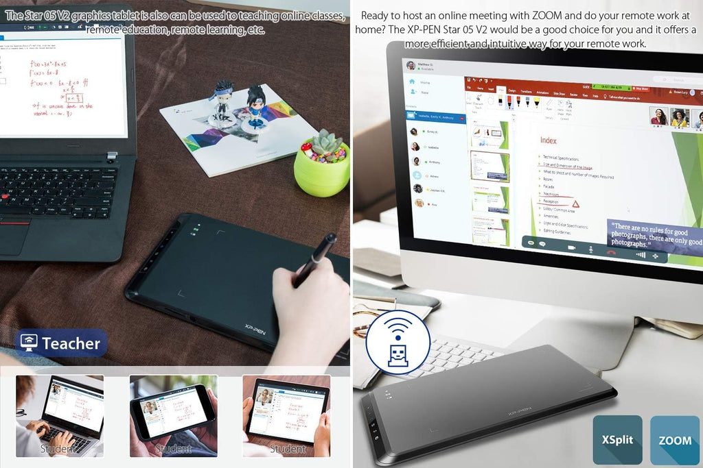 Wireless 2.4G Graphics Drawing Tablet with Battery-Free Passive Stylus, Pack of 2 S66158