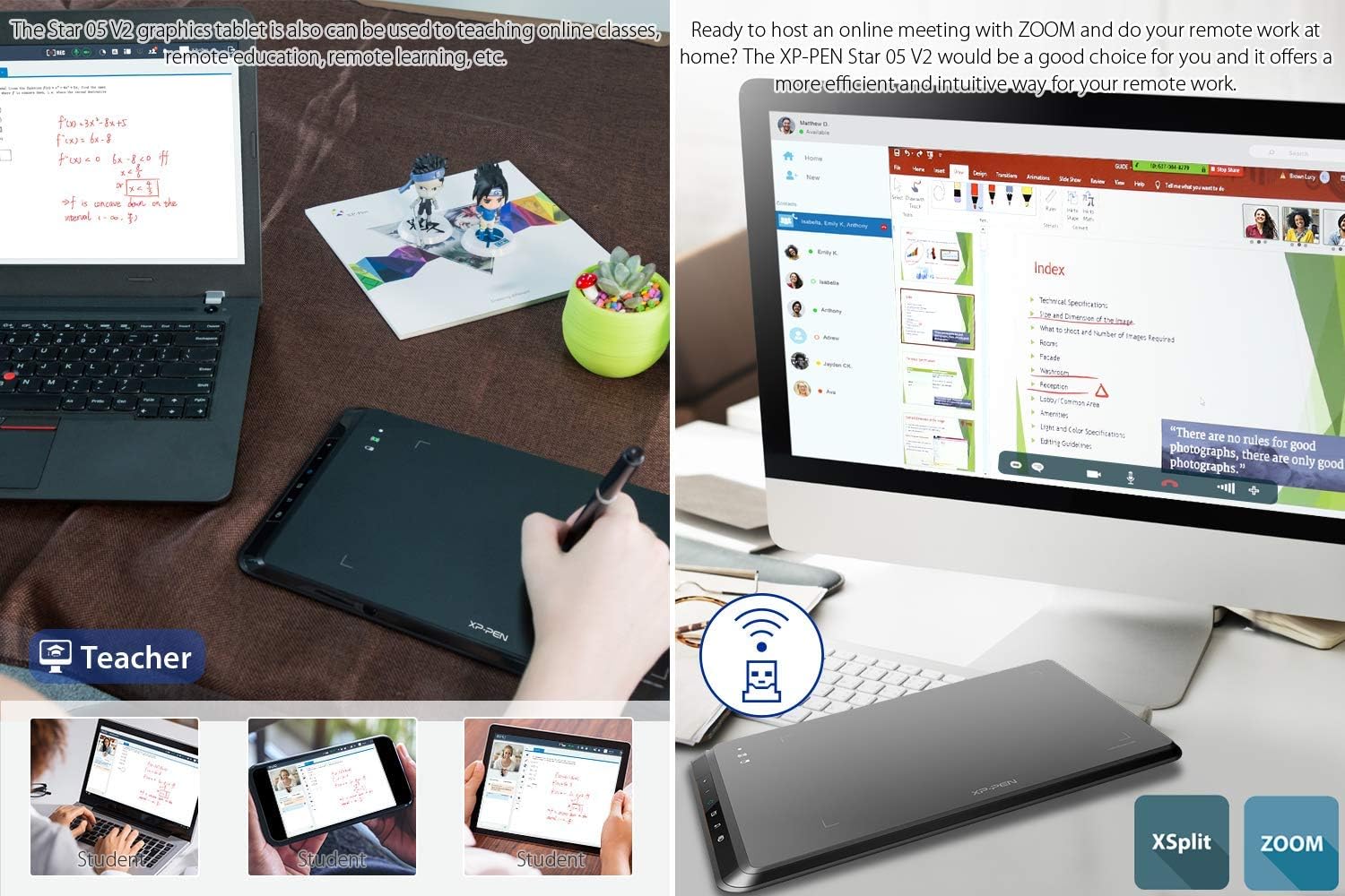 Wireless 2.4G Graphics Drawing Tablet with Battery-Free Passive Stylus, Pack of 2 S66158