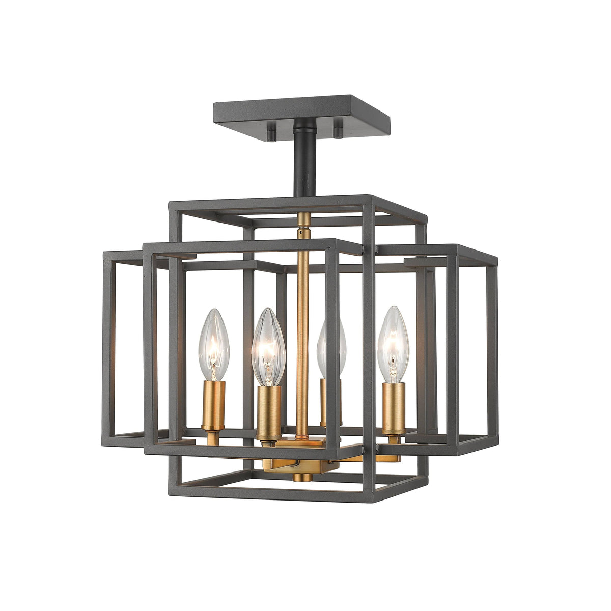 Bronze/Gold 4-Light Semi Flush Mount H965