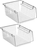 14'' Stacking Metal Wire Storage Baskets with Handles, Set of 3 N916
