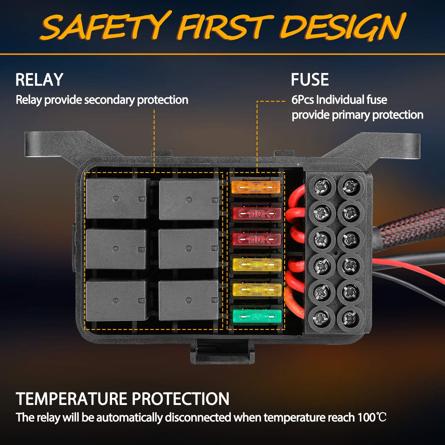 6 Gang Switch Panel Automatic Dimmable LED Car Switch Button Touch Switch Box X68653