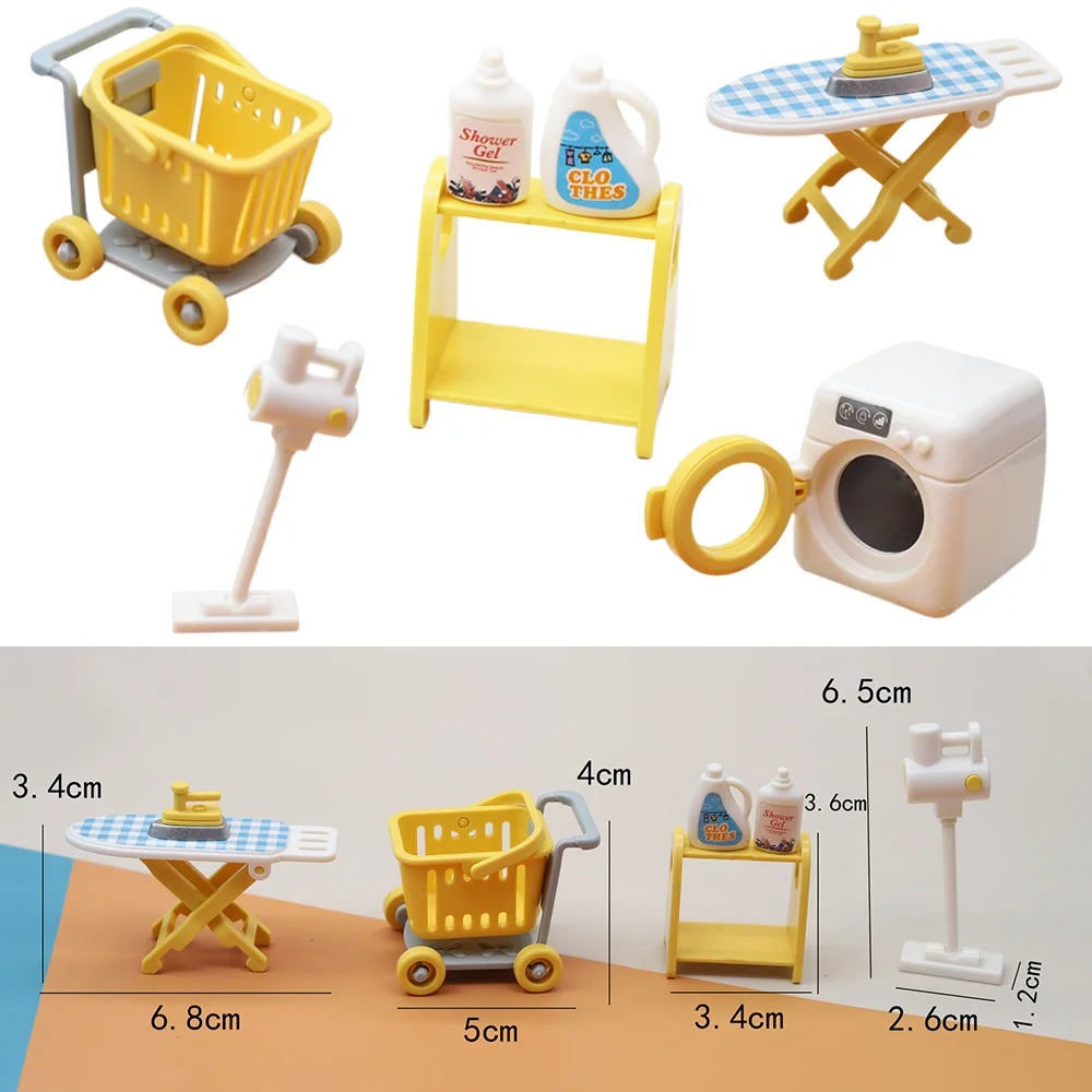 1:12 Mini Dollhouse Washing Machine Vacuum Cleaner Laundry Room Set Play Toys Z3672