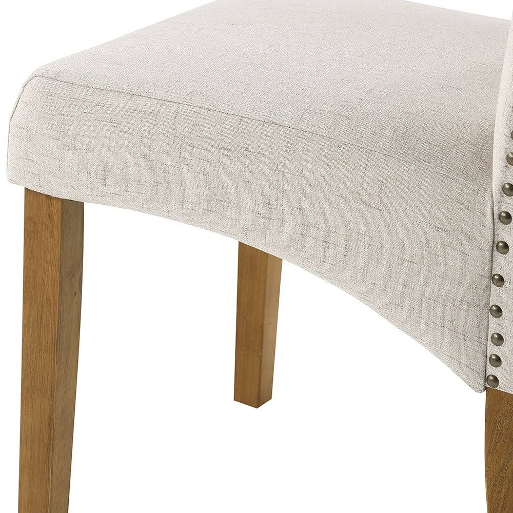Fabric Padded Side Chair with Solid Wood Legs Set of 2 D5497