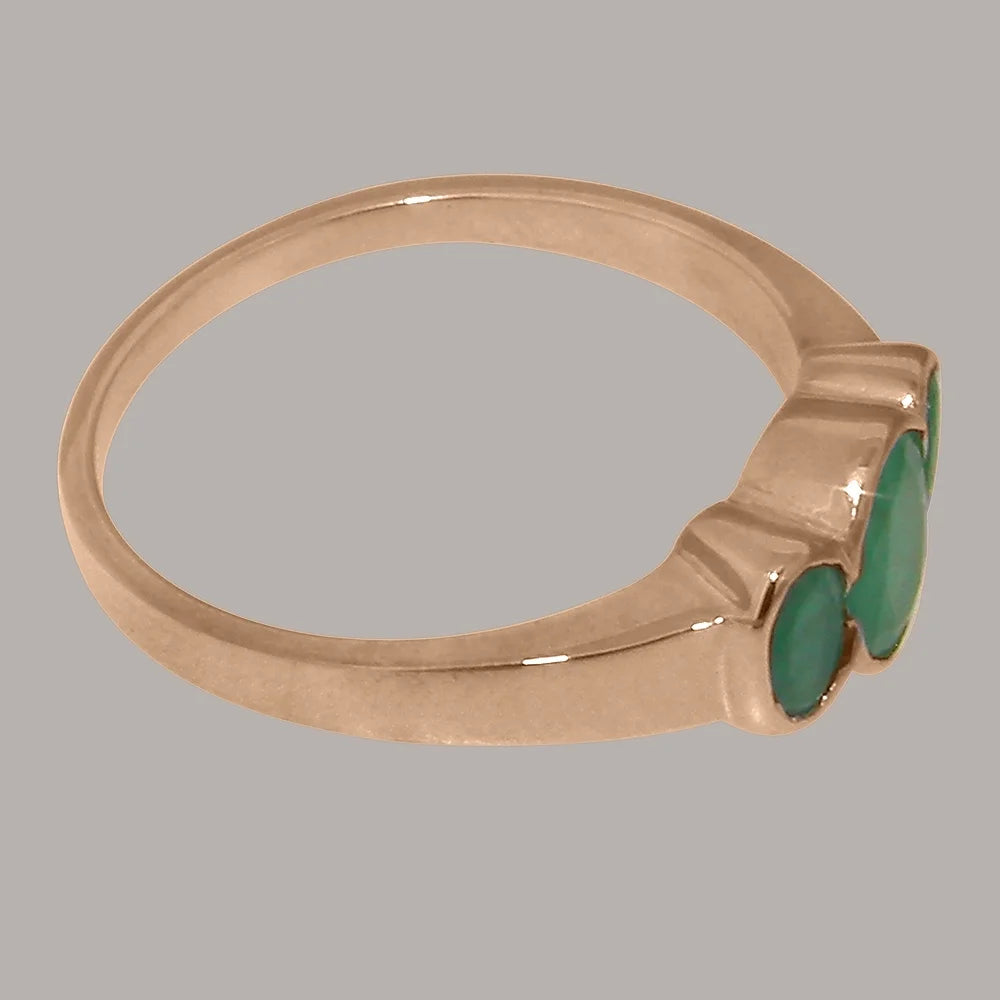 10k Rose Gold Natural Emerald Womens Ring H880600