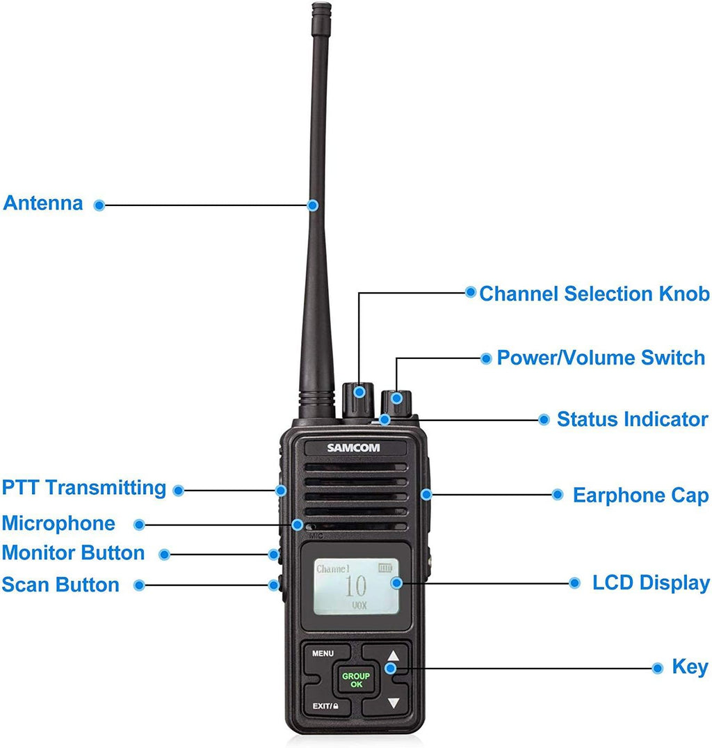 6 Packs UHF Two Way Radios with Earpieces B32987