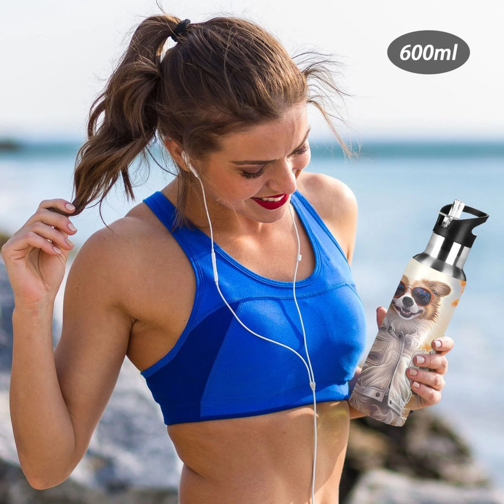 20 oz Insulated Stainless Steel Water Bottle with Straw Lid K998596