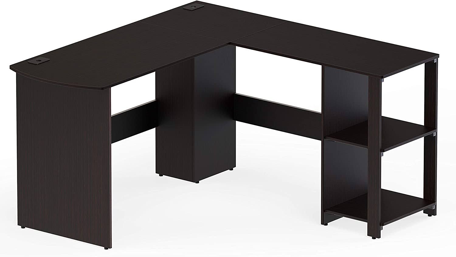 Walnut L-Shaped Wood Corner Desk S555