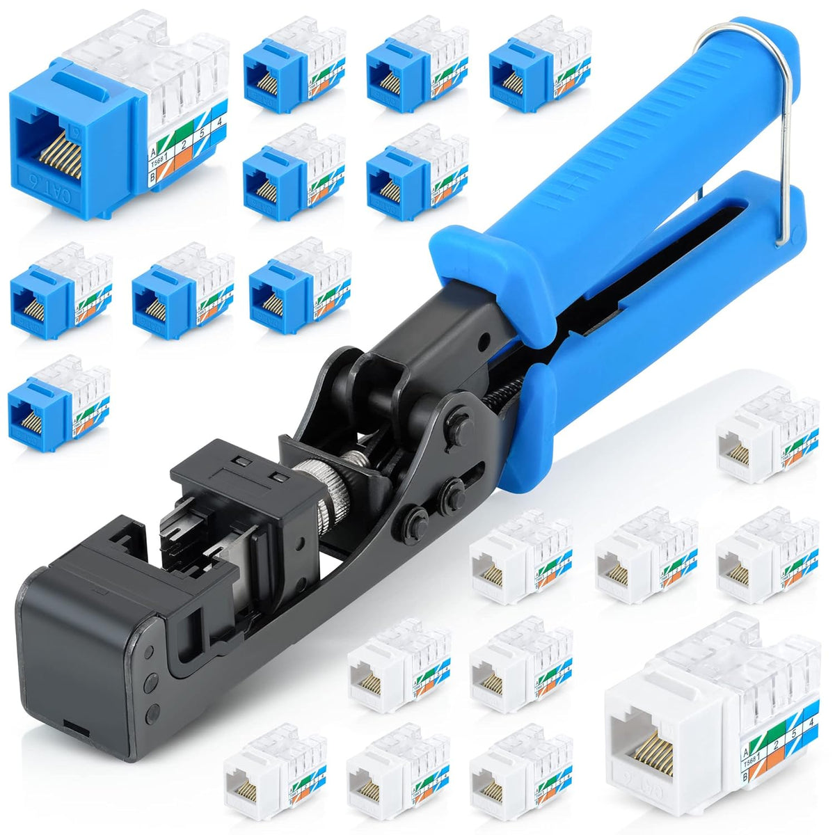 Speed Termination Tool Set with 20 Cat6/5e Female Connectors E82214