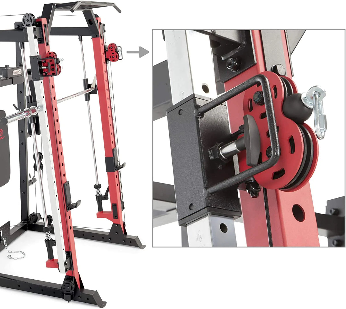 Smith Machine Cage System with Pull-Up Bar and Landmine Station B40328