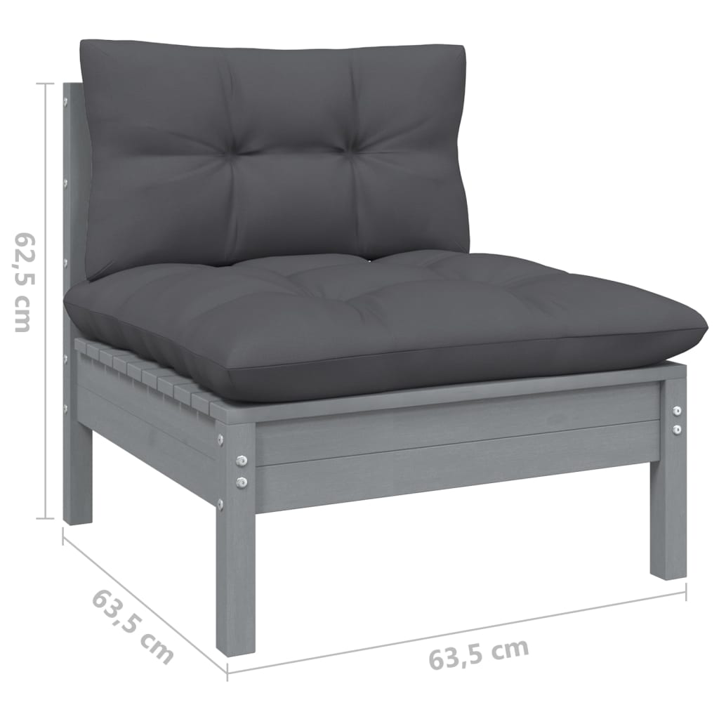 Gray Solid Pinewood Patio Sofa O5003