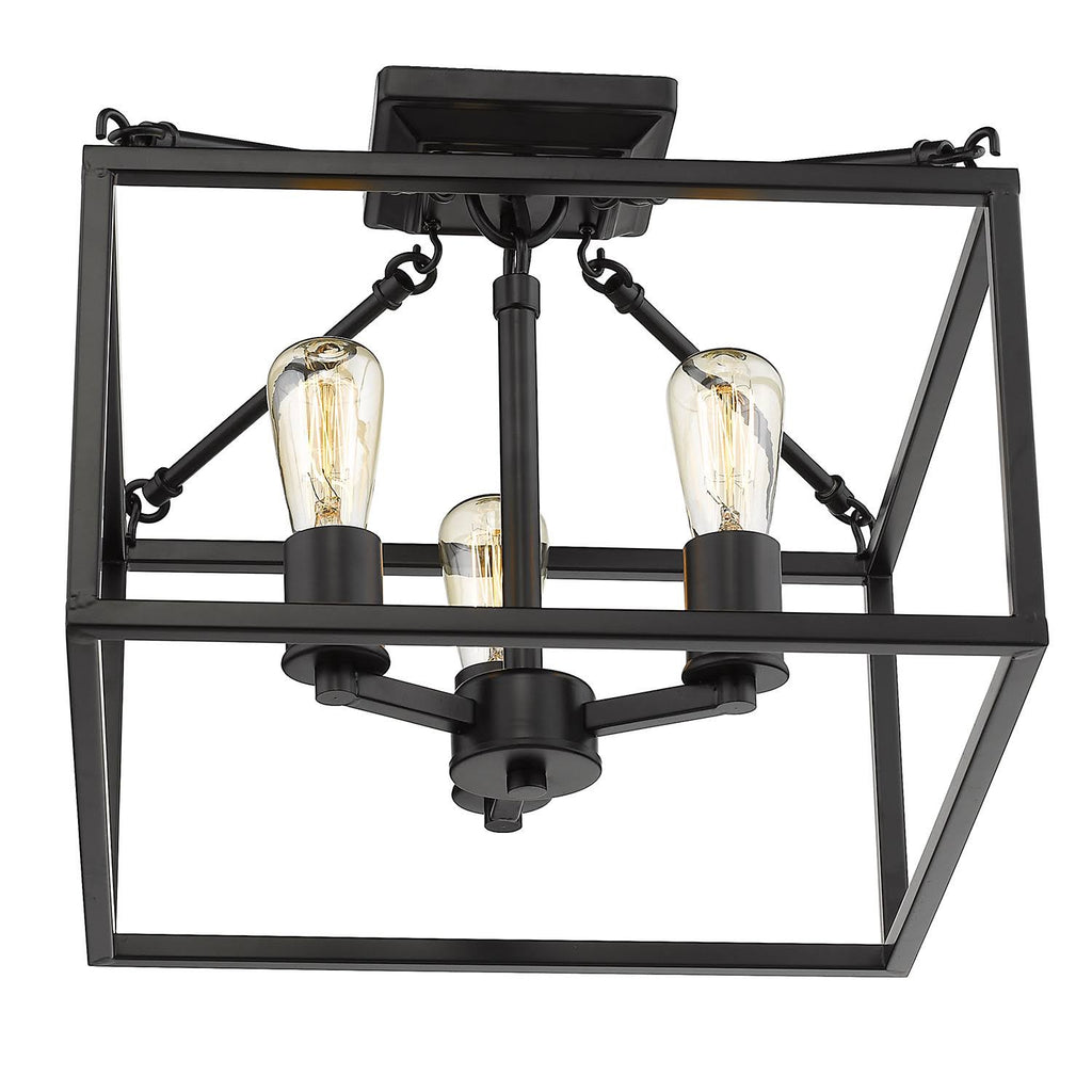 Black 3 Light Semi-Flush Mount O425184