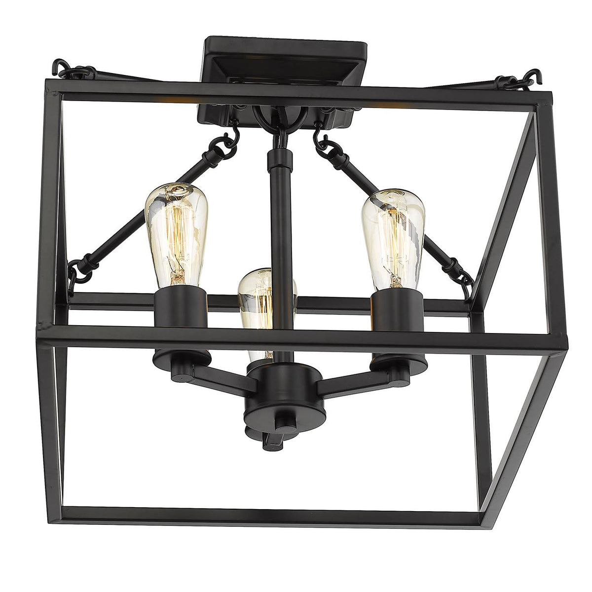 Black 3 Light Semi-Flush Mount O425184