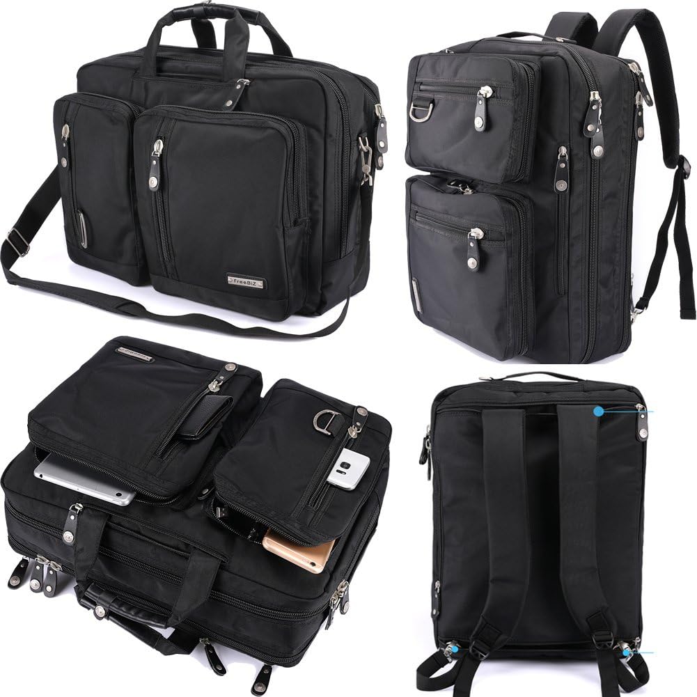 Convertible Laptop Backpack Briefcase Messenger Bag Water Resistant Travel Rucksack for 17.3 Inch Laptop Gray C633209