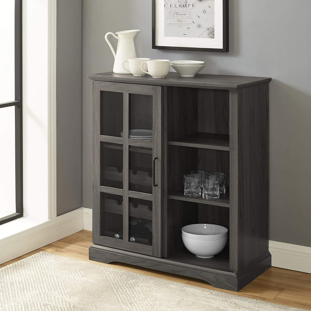 Rustic Oak 58 Inch Wood TV Stand with Storage Cabinet Doors and Shelves P742