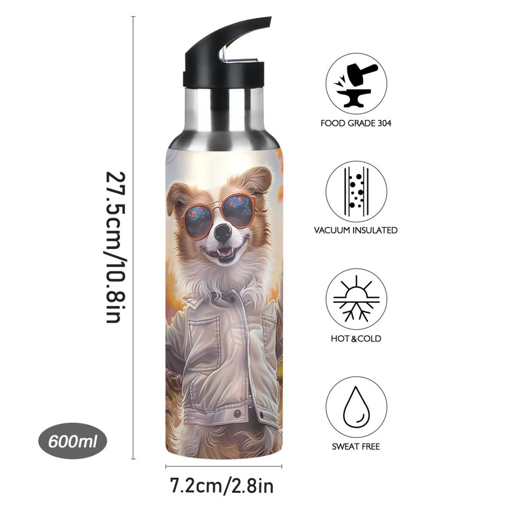 20 oz Insulated Stainless Steel Water Bottle with Straw Lid K998596