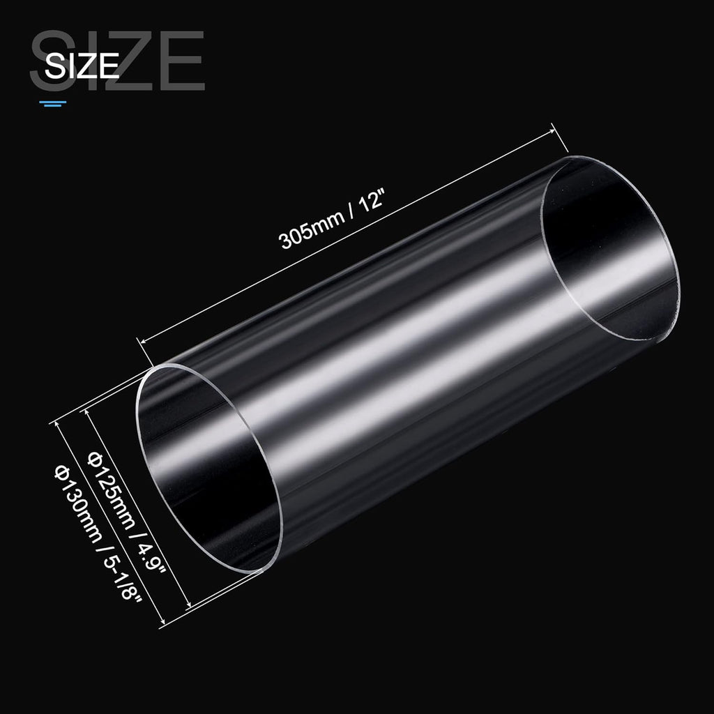 Clear 125mm ID 130mm OD Acrylic Round Tube Pack of 2 V48820