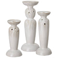 White Ceramic Candlesticks Set of 3 F77305