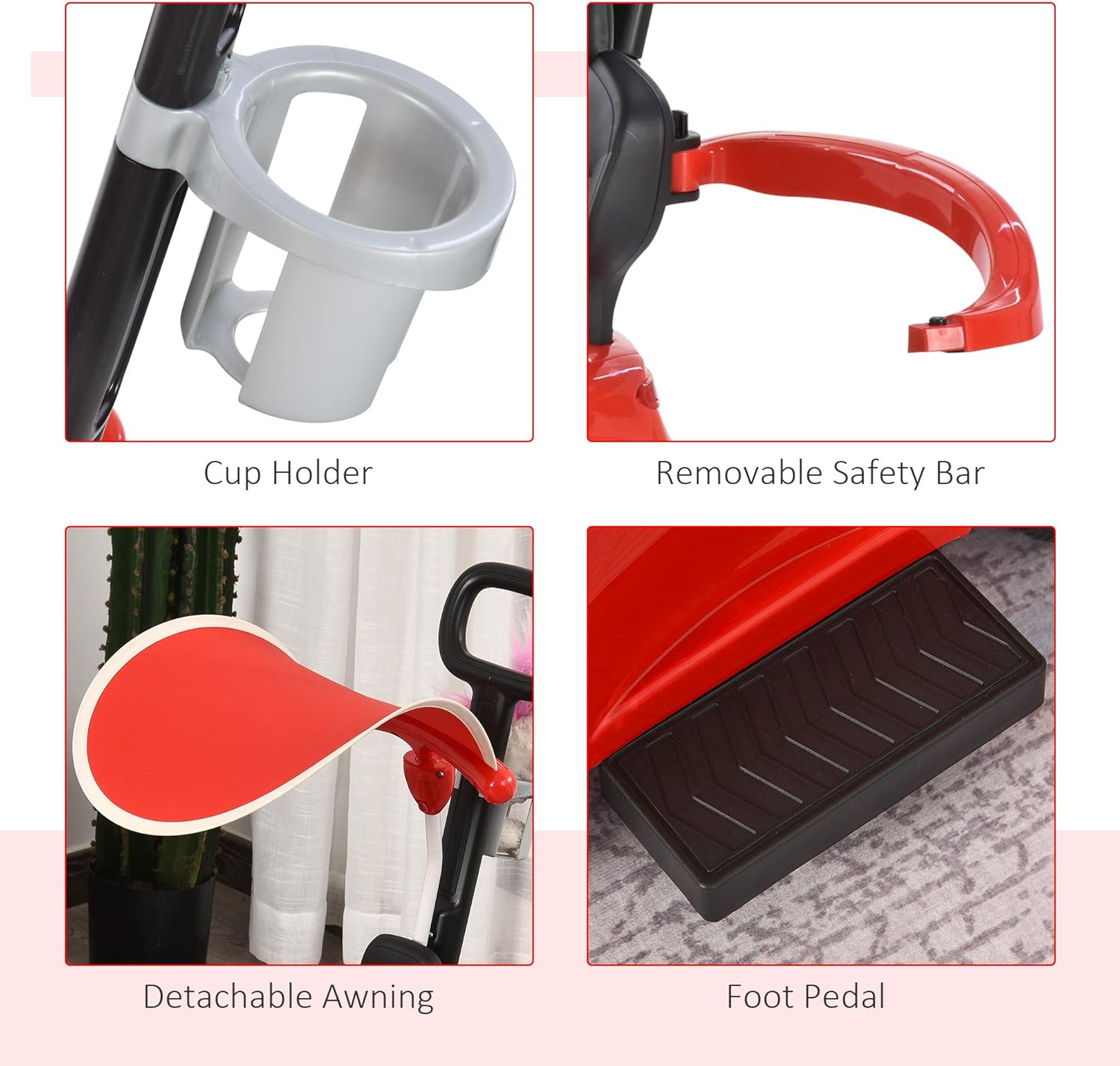 Red 3 in 1 Ride on Push Car with Sun Canopy N183173