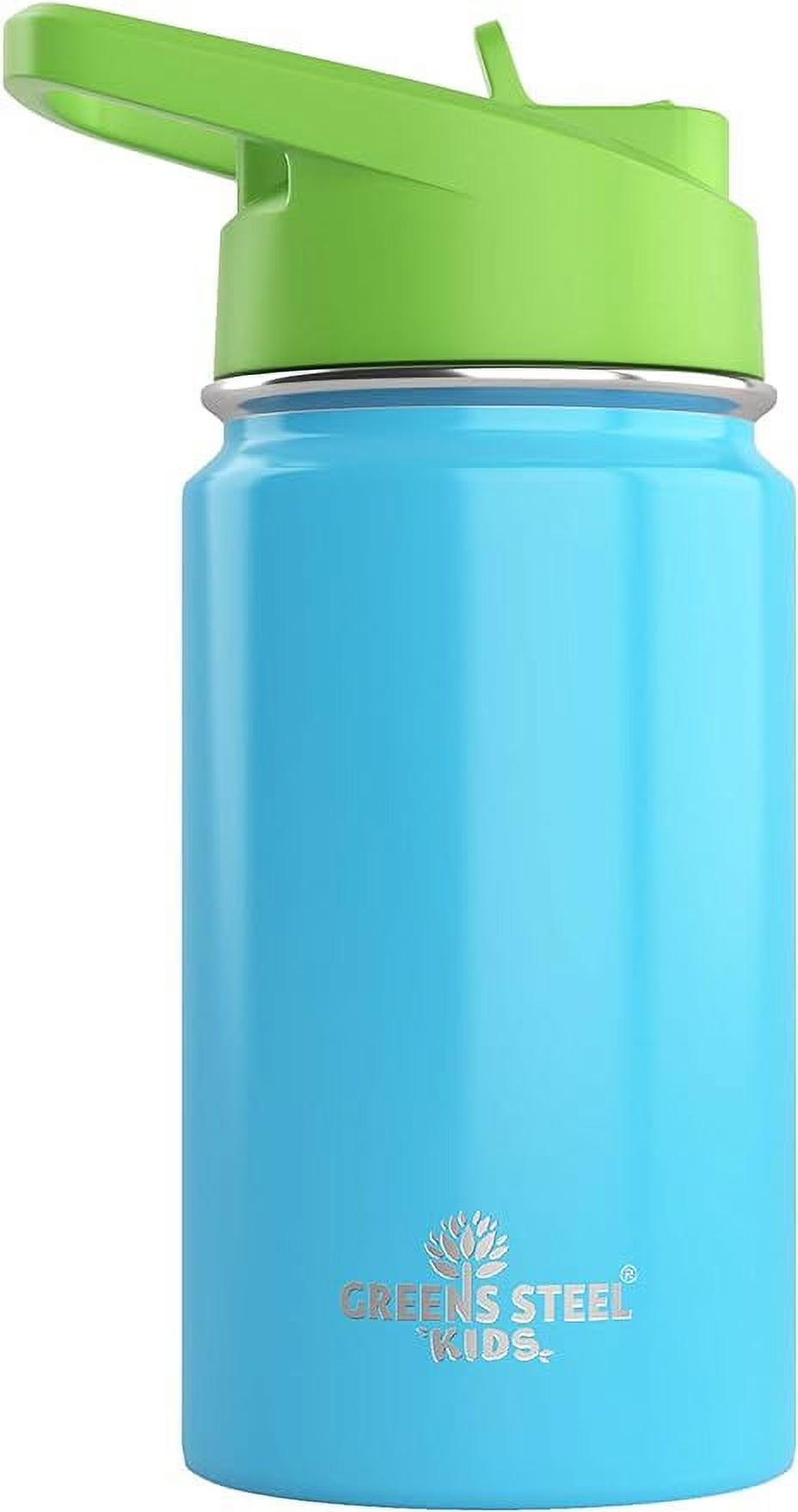 12oz Blue Insulated Double Wall Stainless Steel Kids Water Bottle with Straw G338247