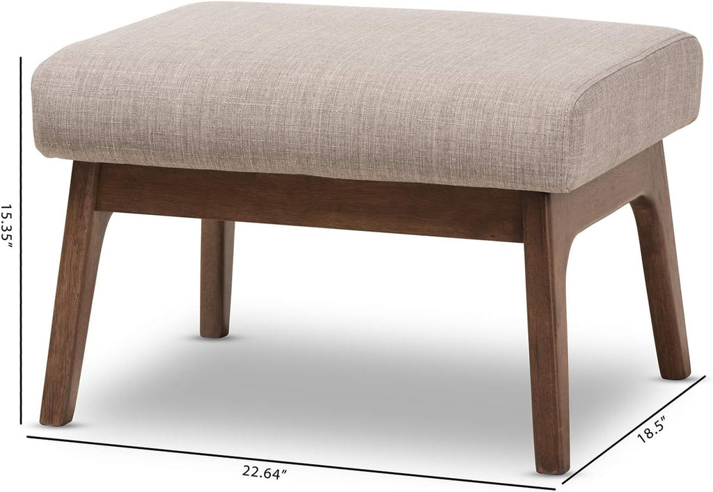 Light Grey Walnut Brown Fabric Polyester Ottoman Pack of 2 F25922