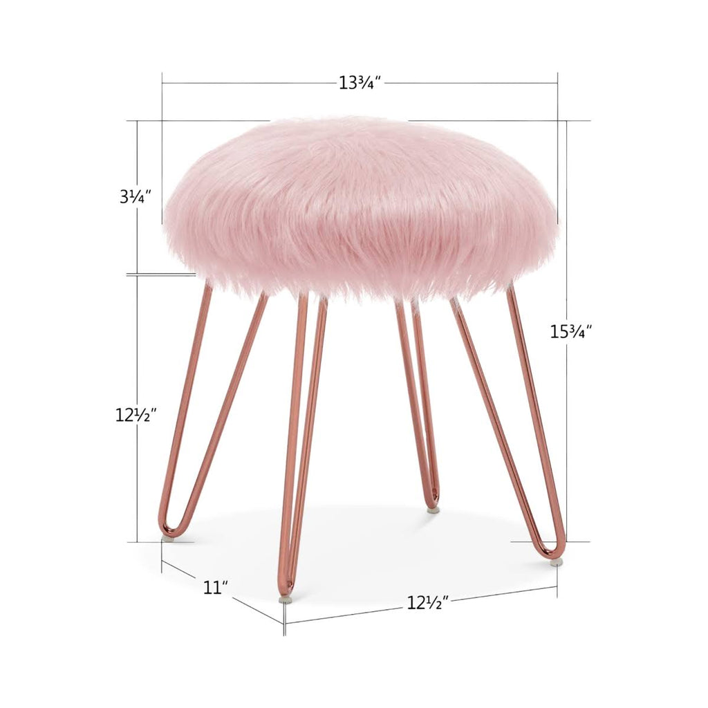 White Faux Fur Accent Stool O640154
