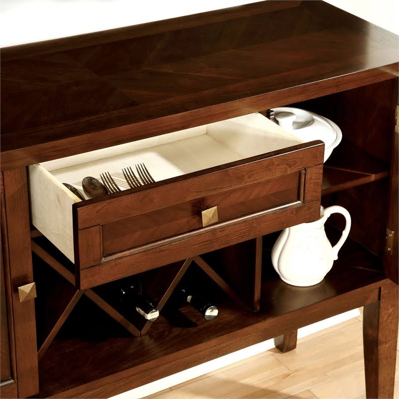 Solid Wood 1-Drawer Server in Brown Cherry X851124
