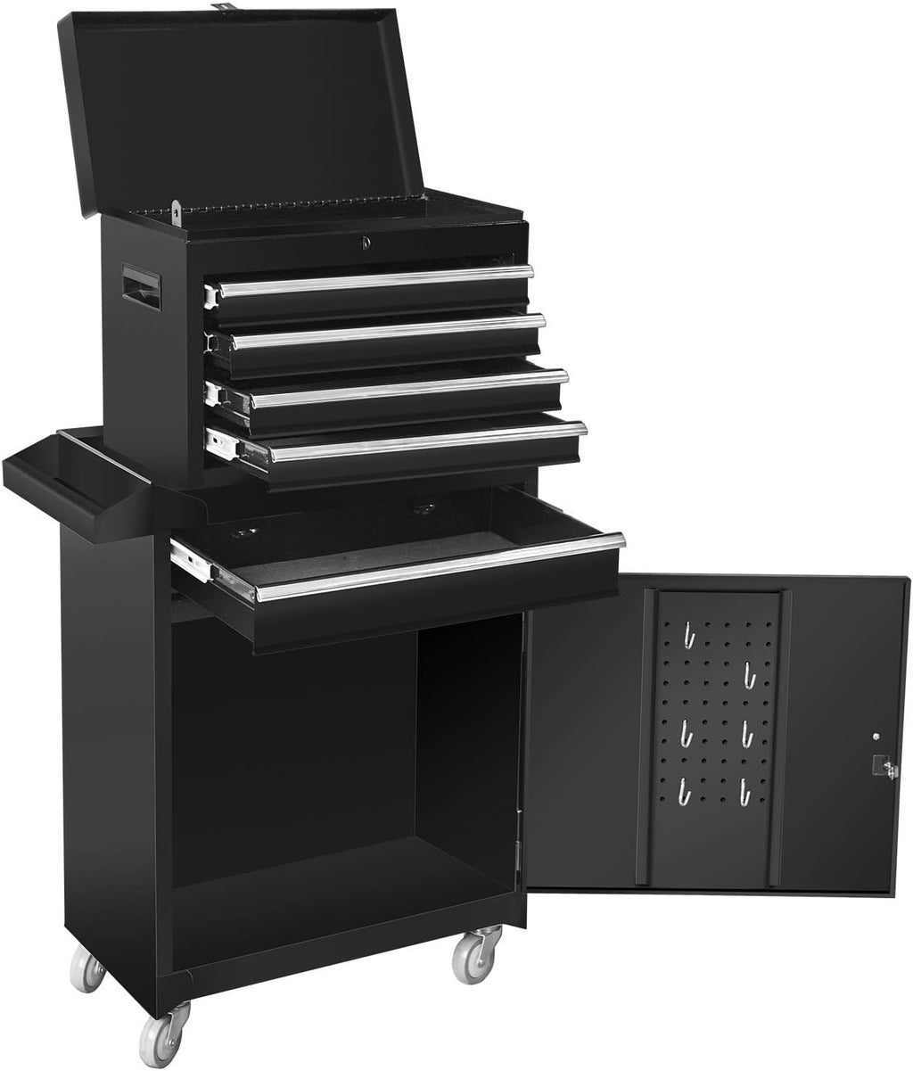 Red 4 Drawer Tool Chest with Storage Cabinet and Adjustable Shelf X68562
