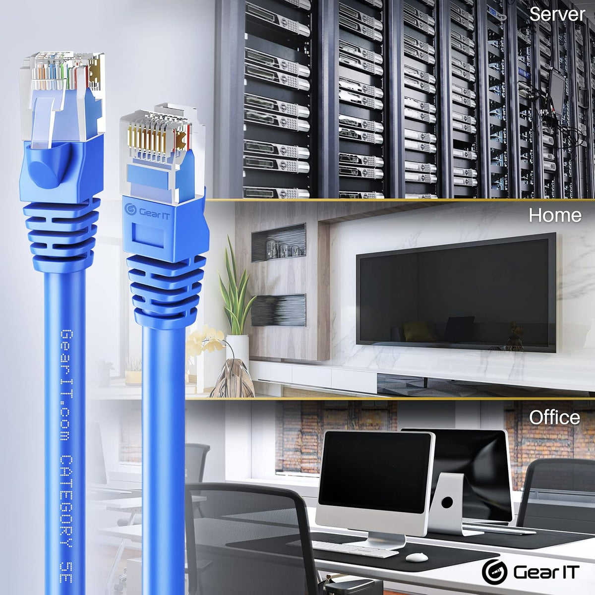 10 Pack Cat5e Ethernet Patch Cable 10 Feet Blue W530310