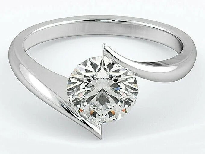 18K White Gold Plated Moissanite Engagement Ring T8043