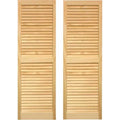 2-Pack 15-in W x 80-in H Louvered Wood Exterior Shutters in Brown W330