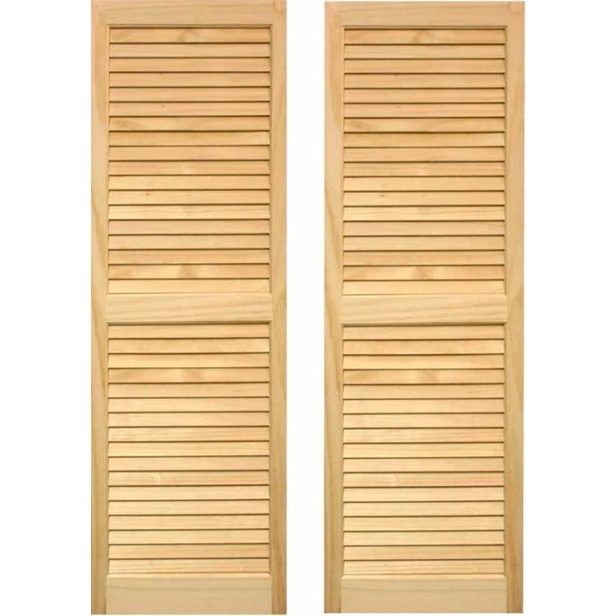 2-Pack 15-in W x 80-in H Louvered Wood Exterior Shutters in Brown W330