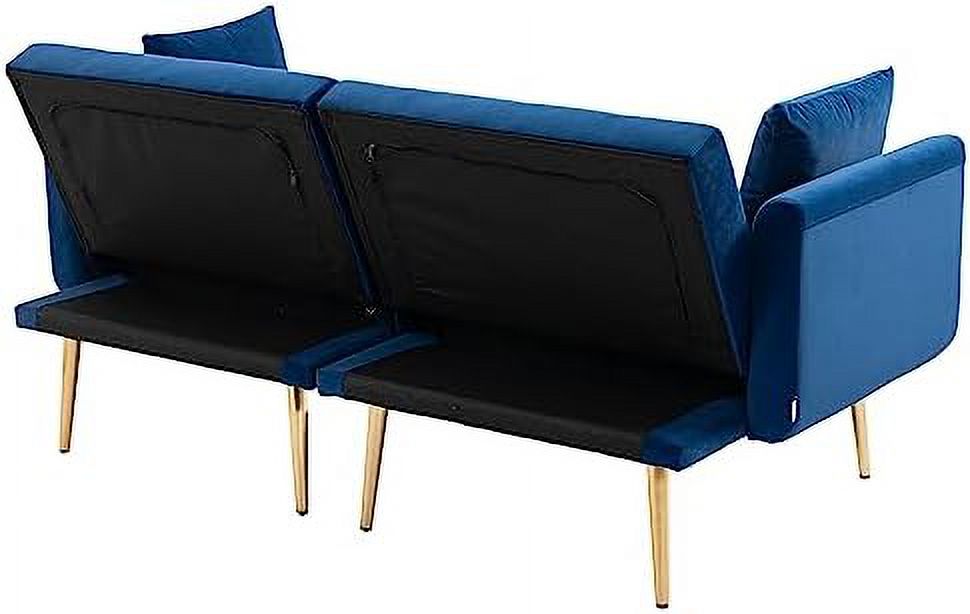 Beige Velvet Loveseat with 7 Gold Metal Legs T265345