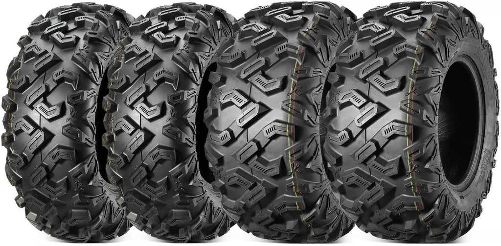 25x8-12 25x10-12 ATV Tires Set of 4, 6PR, Tubeless, 0.8" Tread Depth H44095
