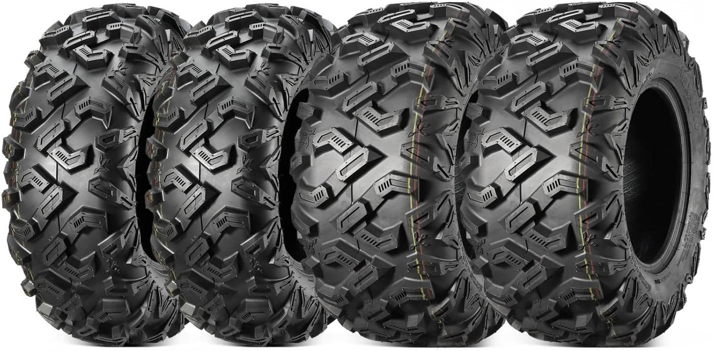 25x8-12 25x10-12 ATV Tires Set of 4, 6PR, Tubeless, 0.8" Tread Depth H44095