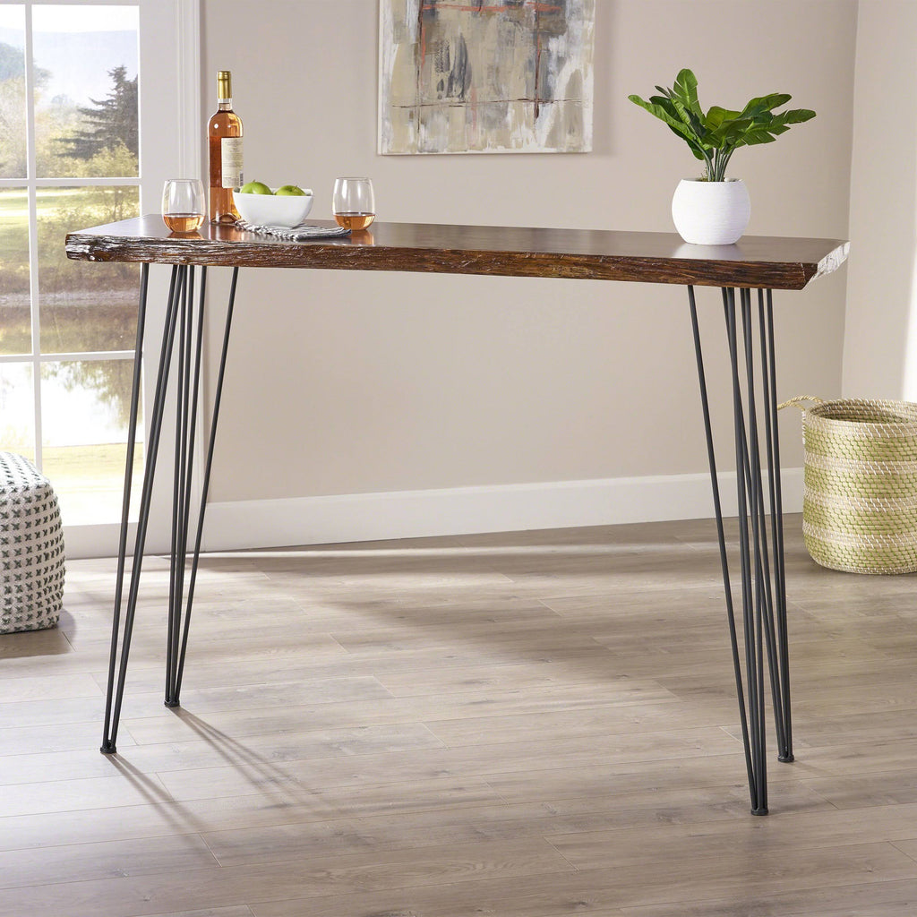 Industrial Faux Live Edge Rectangular Bar Table H1275
