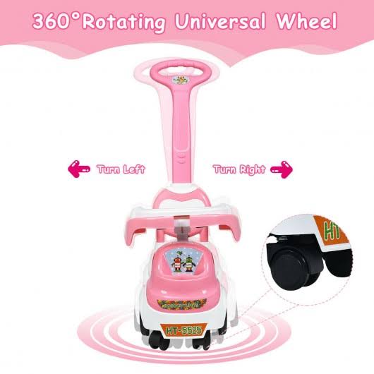 Pink Ride on Push Car with Music Box & Horn J183