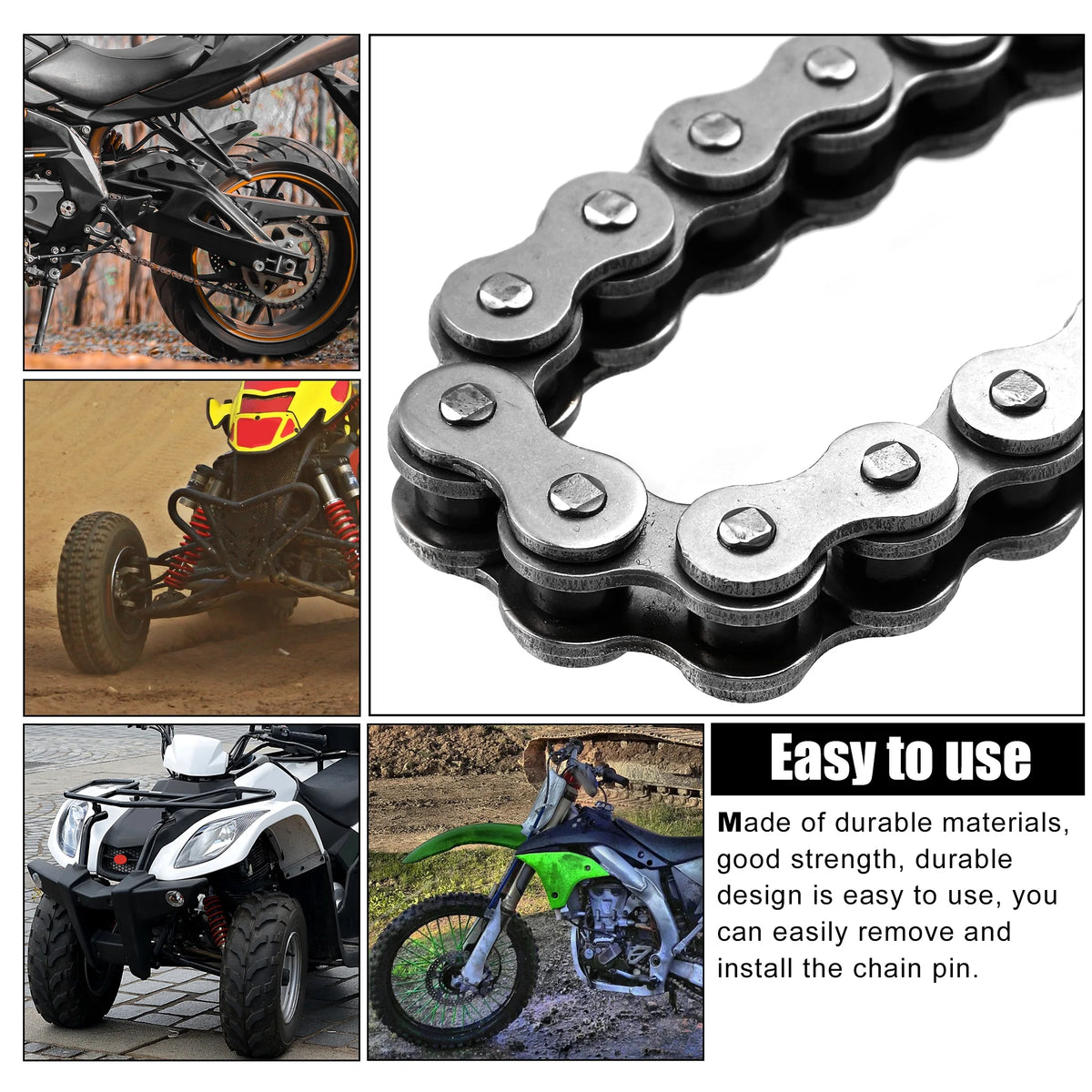 520 Motorcycle Chain 114 Link Non O-Ring with Connecting Master Link M1323