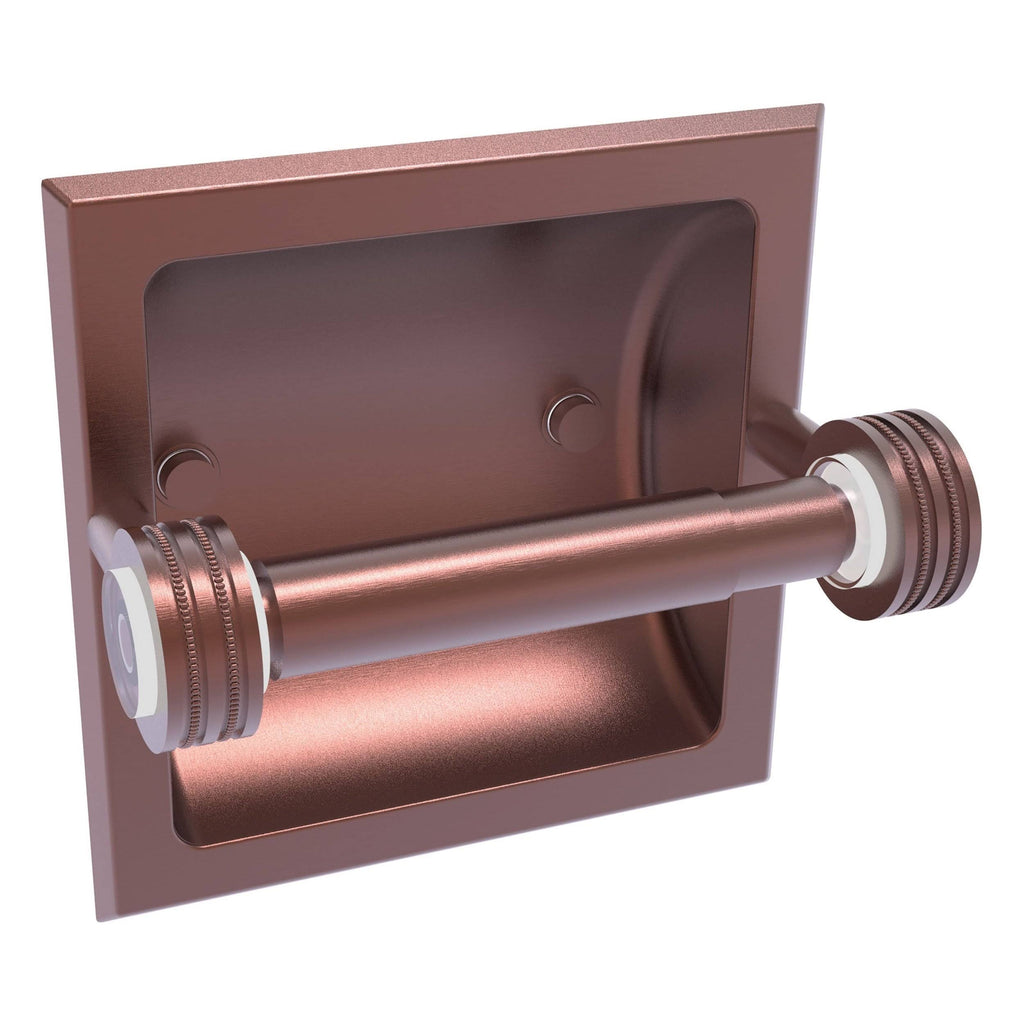Recessed Toilet Paper Holder with Dotted Accents Antique Copper Z939