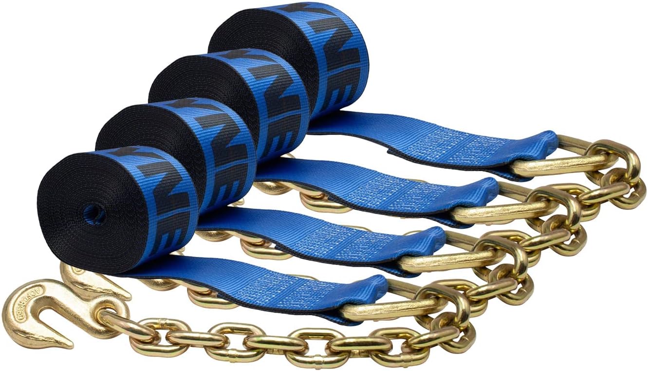4 Pack 4 in. x 30 ft. Winch Strap with Chain Anchor E707102