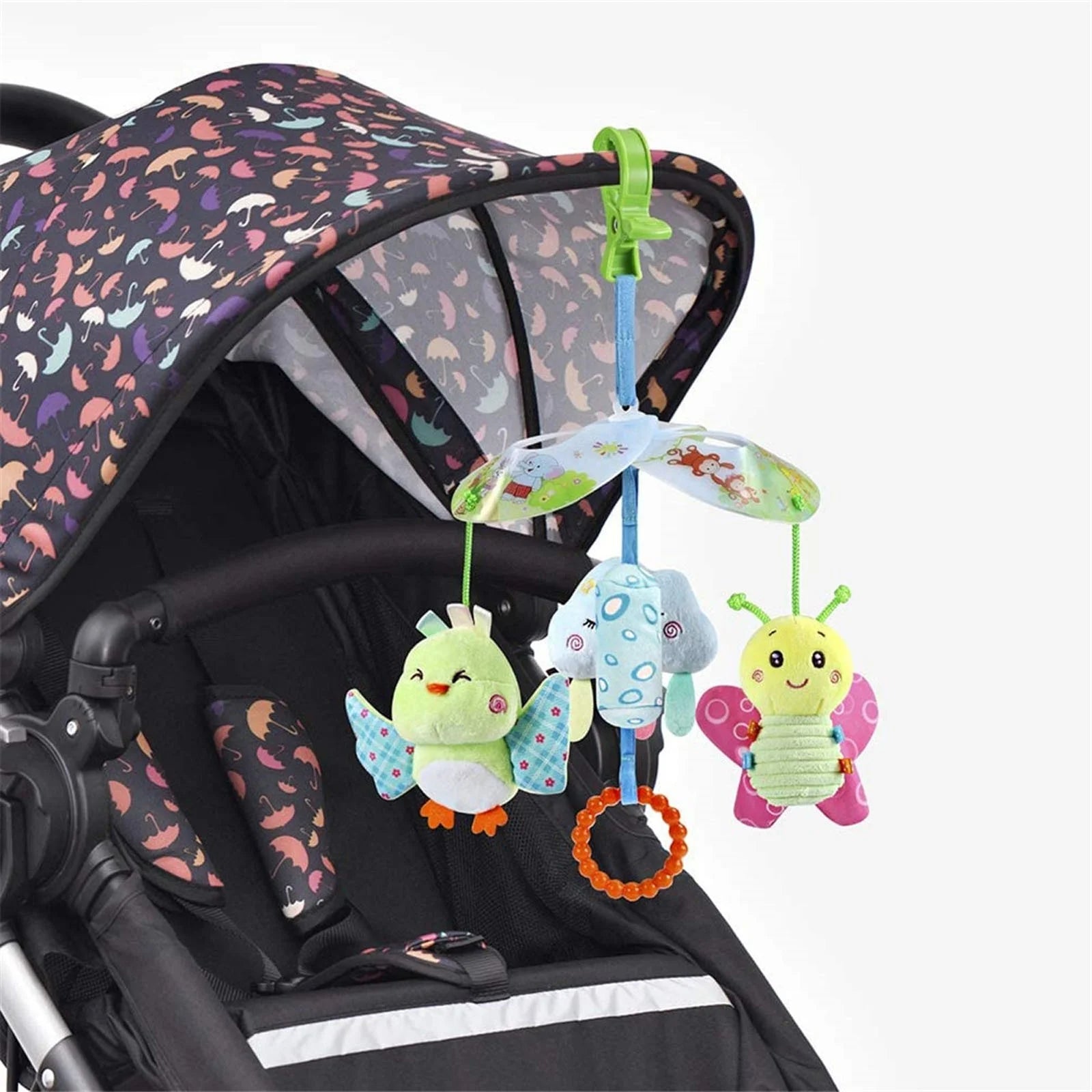 Baby Car Seat Clip On Stroller Toy With Birds And Hanging Rattle Sensory Activity Toy Z53354