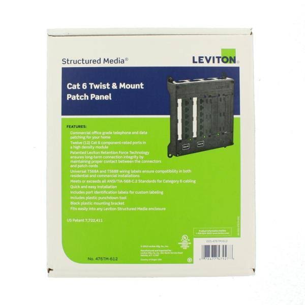 Patch Panel - CAT 6 - RJ-45 X 12 - Black ABS plastic - 12 ports J121