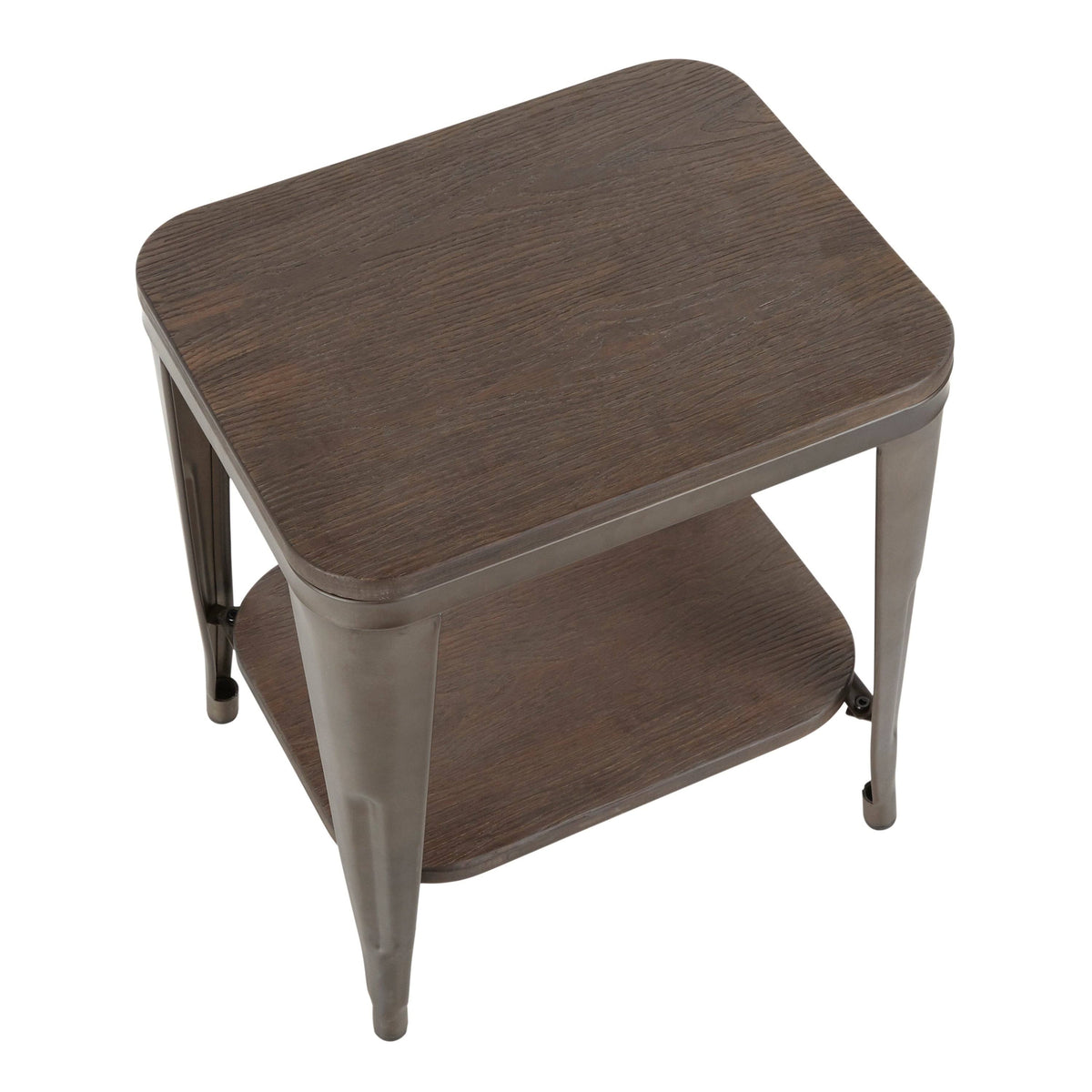 Industrial Wood and Metal End Table P7615