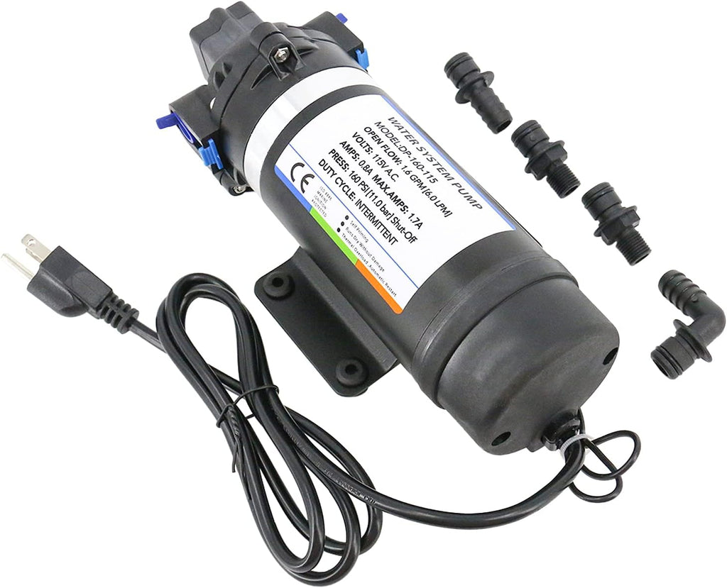 AC 110V Self Priming Water Pressure Pump, 160 PSI, Diaphragm Pump G7168