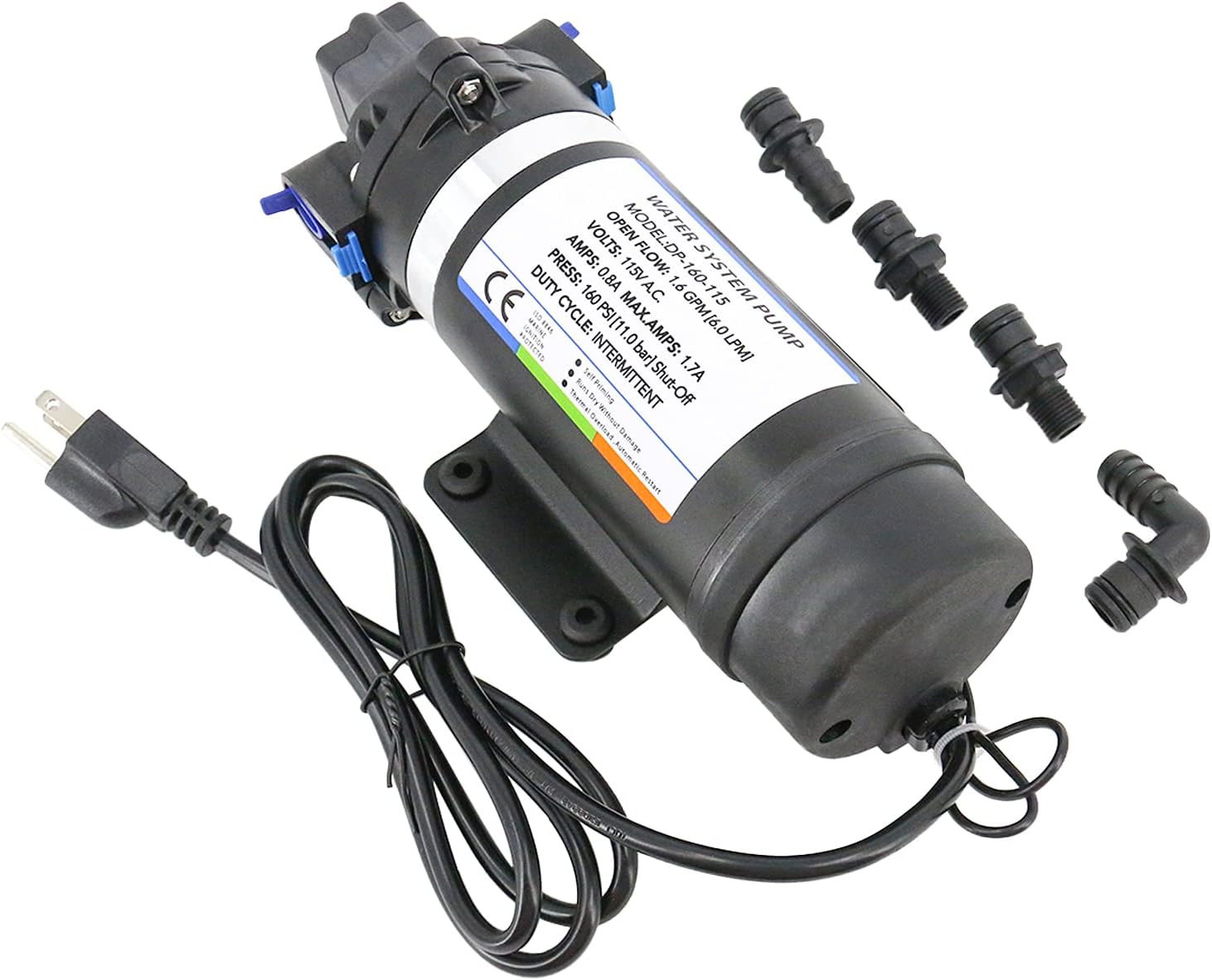 AC 110V Self Priming Water Pressure Pump, 160 PSI, Diaphragm Pump G7168