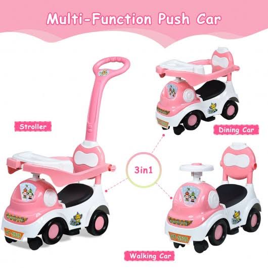 Pink Ride on Push Car with Music Box & Horn J183
