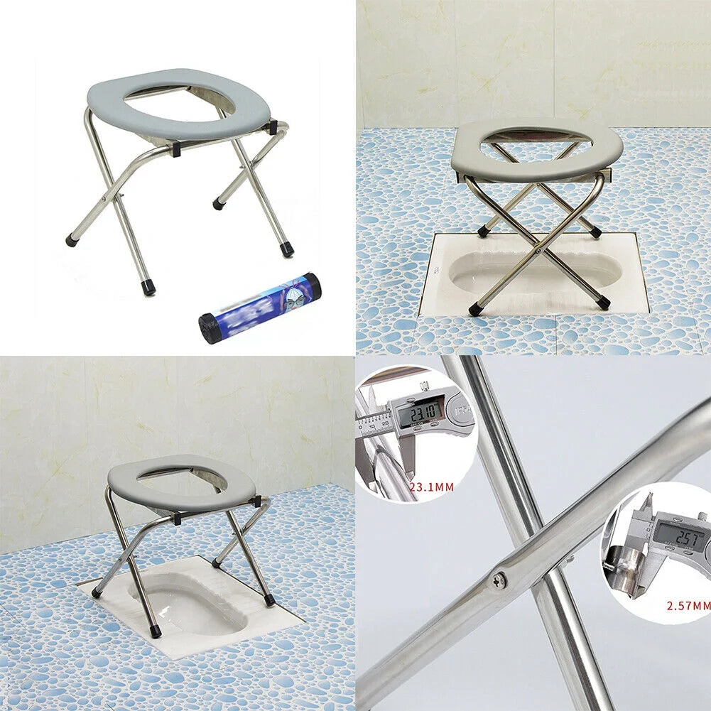 Portable Folding Toilet Seat with 10 Pcs Replacement Bags T8767