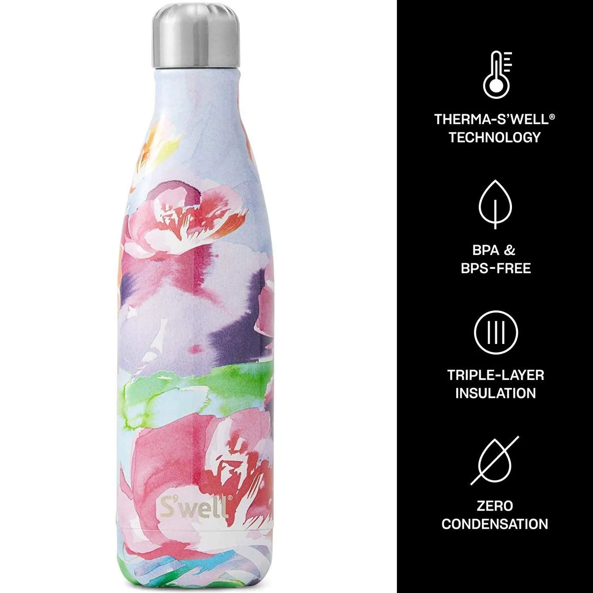 Stainless Steel Water Bottle 17 Fl Oz Triple-Layered Vacuum-Insulated BPA-Free Z5395