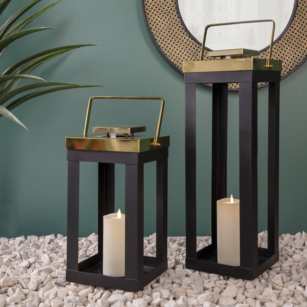 Metal Lantern with Gold Handles Q738