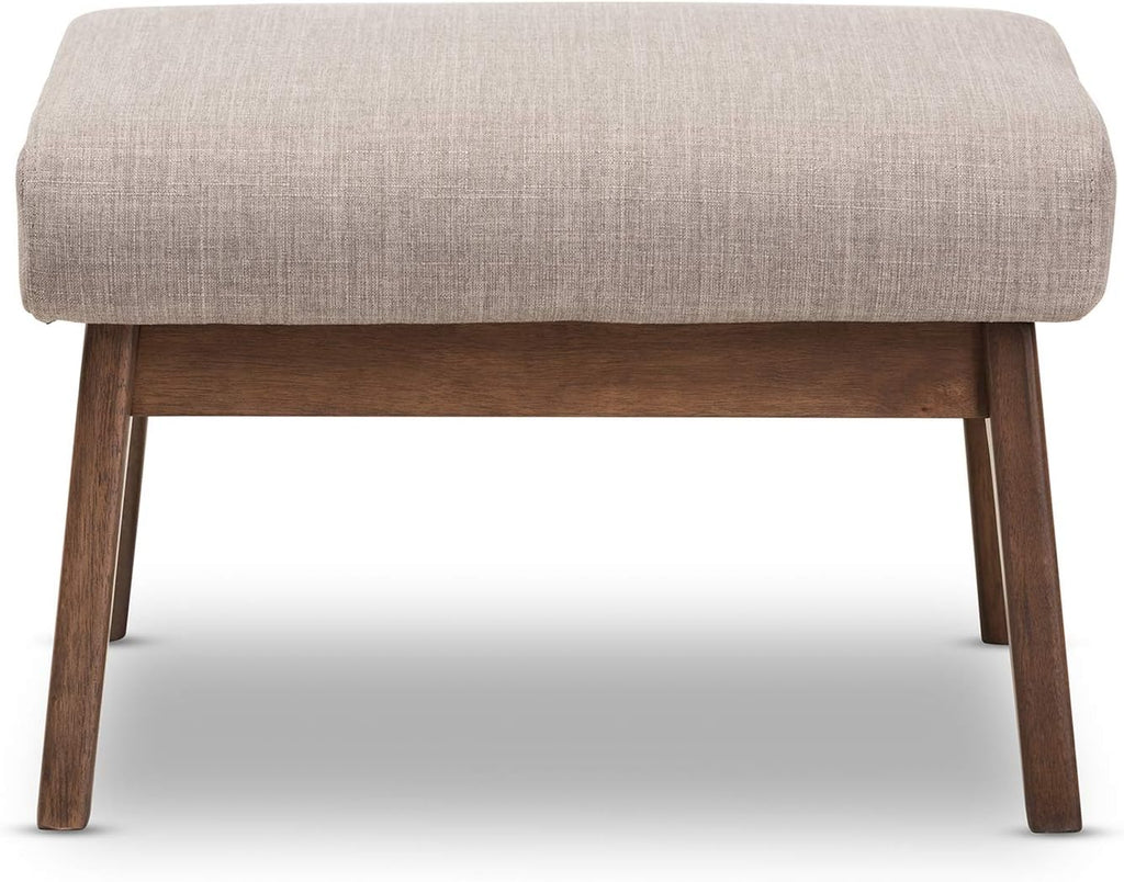 Light Grey Walnut Brown Fabric Polyester Ottoman Pack of 2 F25922