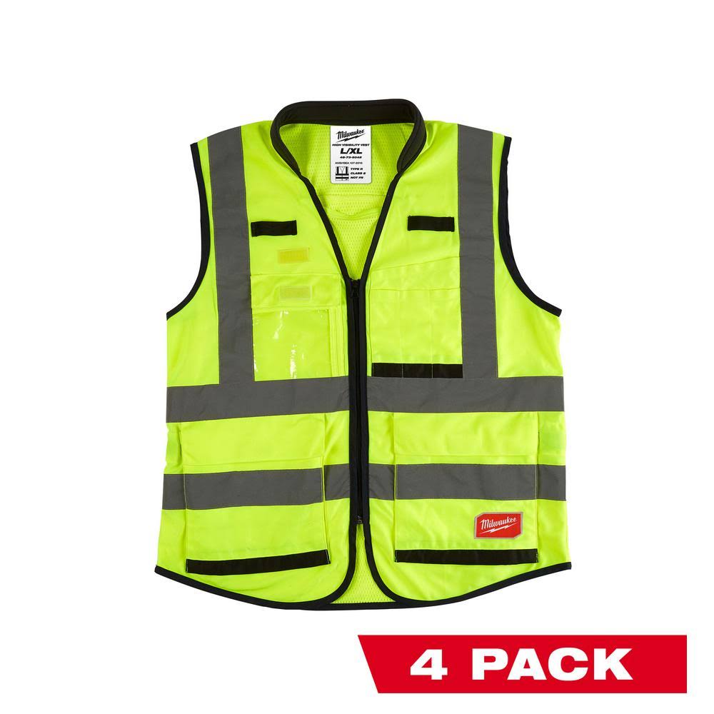 Yellow Class 2 High Visibility Safety Vest with 15-Pockets (12-Pack) I356